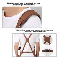 1 x RAW Customer Returns Housolution Work Apron, Multifunctional Waxed Canvas Waterproof Welding Apron with Tool Pockets Cross Straps for Woodworking Crafts Painting, Adjustable M to XXL, Brown - RRP €29.23