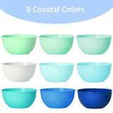 1 x RAW Customer Returns Youngever 9 Pack 300ml Plastic Bowls, Reusable Children s Cereal Bowl Snack Bowl Salad Bowl Soup Bowl for Salad, Fruit, Snacks Coastal Colors  - RRP €14.11