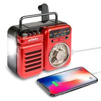 21 x Brand New efluky Retro Radio Portable Crank Radio FM AM WB World Receiver Radio with Bluetooth Speaker, Emergency Power Bank, LED Flashlight, SOS Alarm, Alarm Clock, Hand Crank Dynamo for Camping, Travel, Emergency Red  - RRP €981.75