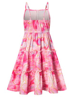 1 x RAW Customer Returns ALISISTER Girls Pink Tie Dye Dress Adjustable Spaghetti Strap Sundress Sleeveless Button Dresses for Kids 11-12 Years - RRP €21.77