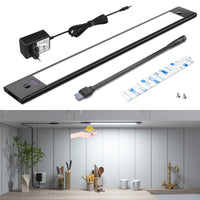 1 x RAW Customer Returns wobsion LED under cabinet light kitchen dimmable, under cabinet light kitchen LED black with sensor, LED strip kitchen 30 cm in white 6000 K, ultra thin kitchen light under cabinet for wardrobe, cupboard lighting - RRP €15.99