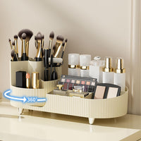 1 x Brand New Lenfuos Make Up Organizer, 360 Rotatable Cosmetic Organizer with 9 Compartments, Multifunctional Cosmetic Storage for Dressing Table Bedroom Bathroom, Cream White - RRP €13.69