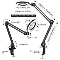 1 x RAW Customer Returns Beyamz LED magnifying glass lamp, workplace lamp, 5 diopter magnifying glass with light - with clamp, swivel arm, dimmable, 3 color modes, 105 mm glass lens - magnifying glass for reading, crafting - 5x magnification - RRP €59.99