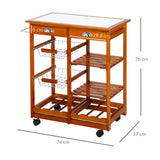 1 x RAW Customer Returns HOMCOM Kitchen Trolley Trolley in Wood Metal with 4 Wheels and Drawers - RRP €84.54