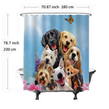 1 x RAW Customer Returns Ulticool Shower Curtain - Dog Animals Dogs - 180 x 200 cm - Washable - Waterproof - Anti Mold - with 12 Rings - Blue Brown Black White - RRP €20.16