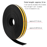 1 x RAW Customer Returns 12M Weather Strips Foam Tape Sealing Strips EPDM Tape Draft Excluder for Doors and Windows Self-Adhesive Seals for Wind Noise Protection Black  - RRP €8.5