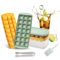 7 x Brand New BEWOS Pack of 4 Ice Cube Trays, 84 Ice Cubes, Ice Cube Container with Lid and Container, BPA Free Ice Cube Tray, Silicone Ice Cube Tray, Easy to Release, Ice Cube Molds Ice Tongs Ice Scoop  - RRP €118.93