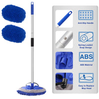 1 x RAW Customer Returns Car wash brush, car washing brush with telescopic handle 160CM car wash mop, long handle, multifunctional car cleaning brush for cars, motorhomes, trucks, windows 180 swivel head blue  - RRP €19.7