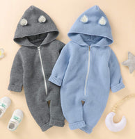 1 x RAW Customer Returns VICROAD Baby Romper with Hood for Newborn Girls Boys Onesie Warm Pullover Zipper Jumpsuit - RRP €23.18