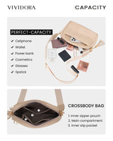 1 x RAW Customer Returns Vividora PU Leather Crossbody Bag for Women,Modern Medium Shoulder Bag Handbag with Removable Wide Shoulder Strap Cell Phone Bag for Cross Body Beige - RRP €22.18