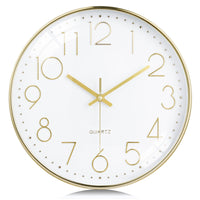 1 x RAW Customer Returns Lafocuse Modern Silent Gold Wall Clock, 3D Numbers Easy to Read, Classic Non-Ticking Quartz Clock for Kitchen Bedroom Living Room Office 30cm - RRP €18.99