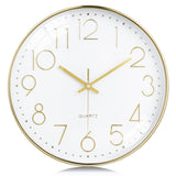 1 x RAW Customer Returns Lafocuse Modern Silent Gold Wall Clock, 3D Numbers Easy to Read, Classic Non-Ticking Quartz Clock for Kitchen Bedroom Living Room Office 30cm - RRP €18.99