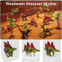 8 x Brand New THEMES Dinosaur Toy Figure with Activity Play Mat Trees, Educational Realistic Dinosaur Playset to Create a Dino World Including T-Rex, Triceratops, Velociraptor, for Kids, Boys and Girls - RRP €215.92