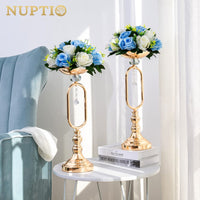 1 x Brand New NUPTIO 10 Pieces Artificial Flower Bouquet, 15 Heads Plastic Roses with Base, Suitable for Our Shop Wedding Centerpiece Flower Rack for Parties Valentine s Day Home Decor Blue White  - RRP €84.98