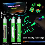 1 x RAW Customer Returns Roizefar Noctilucent Paints 16 20ml, 3D Waterproof Textile Paint, Glow in the Dark Paints, Fluorescent Paint DIY Fabric Paints Glue Stick for Children s Painting, Canvas Textile - RRP €18.5