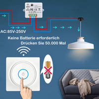 1 x RAW Customer Returns Tedeligo wireless light switch set, mobile self-generating wireless switch 230V RF relay receiver wireless switch light 100m control distance 2000W controlled devices 2 switches 1 receiver  - RRP €27.07