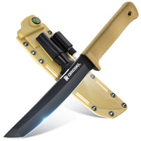 1 x RAW Customer Returns DRGSKL Recon Tanto Knife Sharp Jungle Hunting Knife with Kydex Sheath Outdoor Knife for Camping Hiking Christmas Day Men Gifts Yellow - RRP €37.3