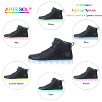 1 x RAW Customer Returns APTESOL Children s LED Shoes High-Top Light Flashing Sneaker USB Charging Shoes for Boys and Girls Black, EU27  - RRP €35.28