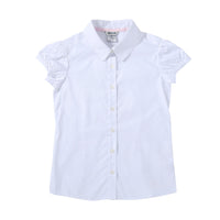 1 x RAW Customer Returns Bienzoe Girls Long Sleeve Oxford Shirt White M - RRP €21.84