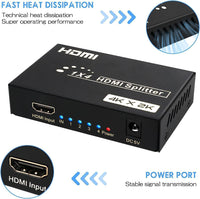 1 x RAW Customer Returns TCNEWCL HDMI Splitter 1 Input 4 Output, 4K 30Hz HDMI Splitter 1x4 Audio Video Distributor Support 3D Mirroring Duplicating 4 Display for HDTV, Xbox, PS4, Blue-Ray Player, Projector - RRP €19.67