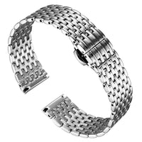 1 x RAW Customer Returns BINLUN Ultra Thin Mesh Stainless Steel Watch Straps Lightweight Metal Watch Band Polished Replacement Watch Strap for Men Women with Butterfly Clasp 20mm Silver  - RRP €23.69