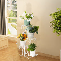 1 x RAW Customer Returns UNHO Iron Flower Display Stand White Vertical Metal Planter Stand for Orchid Plants Indoor Outdoor Shelving for 4 Shelves Plant Holder Shelf Wrought Iron Pots - RRP €51.13