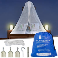 1 x RAW Customer Returns Mosquito Netting for Extra Large Beds White 2 Openings on the Sides and Kit for Hanging on the Bed Canopy Quality Lightweight Materials and Easy Installation for Homes and Travel - RRP €36.99