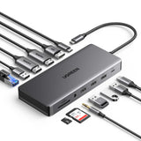 1 x RAW Customer Returns UGREEN Revodok Pro 313 USB C Docking Station Triple Display 10Gbps USB Ports 13 IN 1 USB C Hub 2HDMI, DP, 5X USB A C Ports, PD 100W Fast Charging, Gigabit Ethernet, SD TF Card Reader, 3.5mm Aux - RRP €132.59