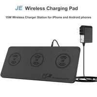 2 x RAW Customer Returns 3 in 1 Wireless Charger Charging Pad, 15W Max Inductive Charging Station Wireless Charging Station for Apple iPhone 15 14 13 12 Pro Max Qi Triple Wireless Charger for AirPods, Black With Adapter  - RRP €82.84