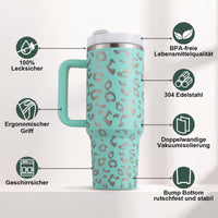 1 x RAW Customer Returns PRAOAHEI 40oz Thermal Mug with Straw and Handle, 1180 ML Double-Walled Stainless Steel Hot Cold Drinks Vacuum Drinking Cup, Coffee Mug for Home Travel Mint Green 02 - RRP €32.26