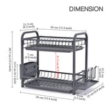 1 x RAW Customer Returns KINGRACK Dish Drainer, 2-Tier Dish Drainer with Drip Trays, Cutlery Holder, Cup Holder, Cutting Board Holder Draining Board, Large Dish Drainer Basket for Kitchen Worktop - RRP €35.94