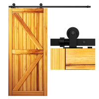 1 x RAW Customer Returns WOLFBIRD 213cm 7FT sliding door fitting set sliding door system complete set for wooden sliding door single door, top part T roller hanger, black - RRP €60.49