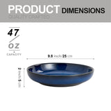 1 x RAW Customer Returns Swuut Transmutation Glaze Serving Pasta Bowl, 10-Inch Ceramic Wide Salad Bowls, 50 Ounce Large Fruit Bowl for Kitchen, Microwave Dishwasher Safe Blue  - RRP €28.2