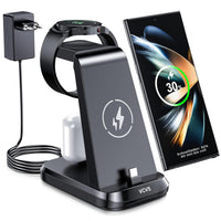 1 x RAW Customer Returns VCVS 30W USB C Super Fast Charging Station Compatible with Samsung Watch and Cell Phone, 3 in 1 Charger for Galaxy S24 S23 S22 S21 S20, Z Flip Z Fold, i Phone 15, Galaxy Watch 6 5 4 3 Active, Galaxy Buds - RRP €25.2