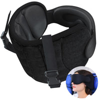 1 x RAW Customer Returns SARISUN travel pillow airplane, neck pillow for long car trips or flights, pillow and eye mask in one, stops wobbling heads, comfortable and space-saving, neck pillow child seat car, black - RRP €25.2