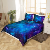 1 x RAW Customer Returns Homewish Galaxy Series Comforter Cover Set Blue Purple Starry Sky Printed Decor Bedding Set for Women Teens Boys Universe Outer Space Theme Duvet Cover Nebula Galaxy Bedspread, 200x200 - RRP €41.34