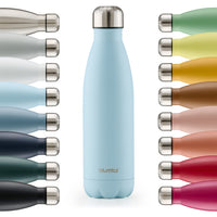 1 x RAW Customer Returns Blumtal drinking bottle stainless steel Charles - thermos bottle 1.L - BPA-free thermal drinking bottle cold warm - leak-proof drinking bottle metal - thermo bottle - thermos drinking bottle 1000 ml - light blue - RRP €19.46