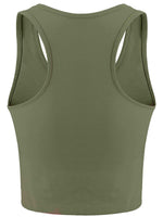 1 x RAW Customer Returns 4 Pieces Basic Crop Tank Tops Sleeveless Racerback Crop Sport Cotton Top for Women Black, White, Army Green, Coffee, M  - RRP €25.02