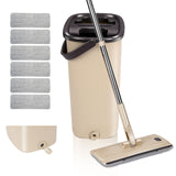 1 x RAW Customer Returns Masthome Flat Mop with Bucket, Flat Mop with 6 Reusable Microfiber Mop Pads, Floor Mop Set for Hardwood Laminate Tiles - RRP €42.85