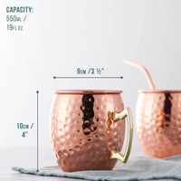 1 x RAW Customer Returns Oak Steel - 4 Set Premium Moscow Mule Mug Gift Set - 4 Copper Mugs 550ml , 4 Metal Straws 1 Cleaning Brush - Cocktail Cold Drinks - Unbreakable - RRP €29.75