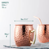 1 x RAW Customer Returns Oak Steel - 4 Set Premium Moscow Mule Mug Gift Set - 4 Copper Mugs 550ml , 4 Metal Straws 1 Cleaning Brush - Cocktail Cold Drinks - Unbreakable - RRP €29.75