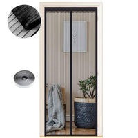 1 x RAW Customer Returns Fly screen door magnet insect protection, various sizes, 80X 230cm, magnetic curtain is ideal for balcony door, living room and patio door, easy adhesive installation without drilling, black stripes - RRP €22.98