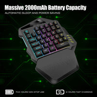 1 x RAW Customer Returns ASHATA G60 Wireless One-Hand Gaming Keyboard, RGB Backlit Gaming Keyboard with 35 Keys, Ergonomic Keyboard Game Controller for PC Gamers - RRP €45.05