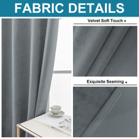 1 x RAW Customer Returns YSTELLAA Blackout Velvet Curtains for Interiors 2 Pieces, 140 300 CM, Modern Bedroom Curtains, Thermal Insulating Living Room Curtains with Rings, Elegant Sound Absorbing Opaque Curtains, Gray - RRP €50.35