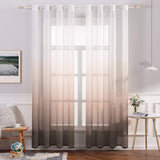 1 x RAW Customer Returns MIULEE Curtains Transparent Curtains Gradient Voile Sheer Set of 2 Curtains with Eyelets Decorative Curtain Window Curtain for Bedroom and Living Room 245 cm x 140 cm H x W White Coffee Color - RRP €23.48