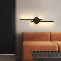 1 x RAW Customer Returns LED wall light indoor, long wall lamp 3000K warm white, living room minimalist night lamp, modern parallel wall lighting for bedroom, living room, study, dining room, 24W, black  - RRP €28.99