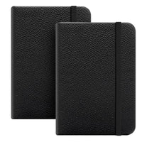 5 x Brand New Fjllrven Pack of 2 A7 Notebook Pocket Mini Notepad Hard Cover with 200 Pages, 3.9 x 2.7 Pocket Notebook Diary Leather with Bookmark and Elastic Closure Band, Black - RRP €54.95