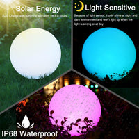 1 x RAW Customer Returns Solar lamp for outdoors 30cm LED ball light RGB solar light with remote control, solar ball color change 16 colors, 1200mAh USB rechargeable ball lamp for lawn backyard patio pond waterproof - RRP €53.1