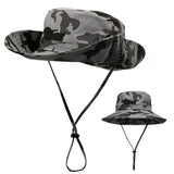 5 x Brand New Outfly Camouflage Sun Hat UV Protection Wide Brim Summer Hat Fisherman Hat Hiking Hat Safari Hat Breathable with Adjustable Chin Strap - RRP €85.5