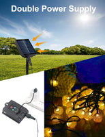 1 x RAW Customer Returns shenkey Solar Fairy Lights, 60 LED Crystal Ball Lights with Remote Control, Solar USB Powered, Outdoor String Lights for Garden, Indoor and Outdoor Decorations Warm White  - RRP €21.98